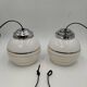 Pair of opaline pendant lights