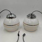 Pair of opaline pendant lights