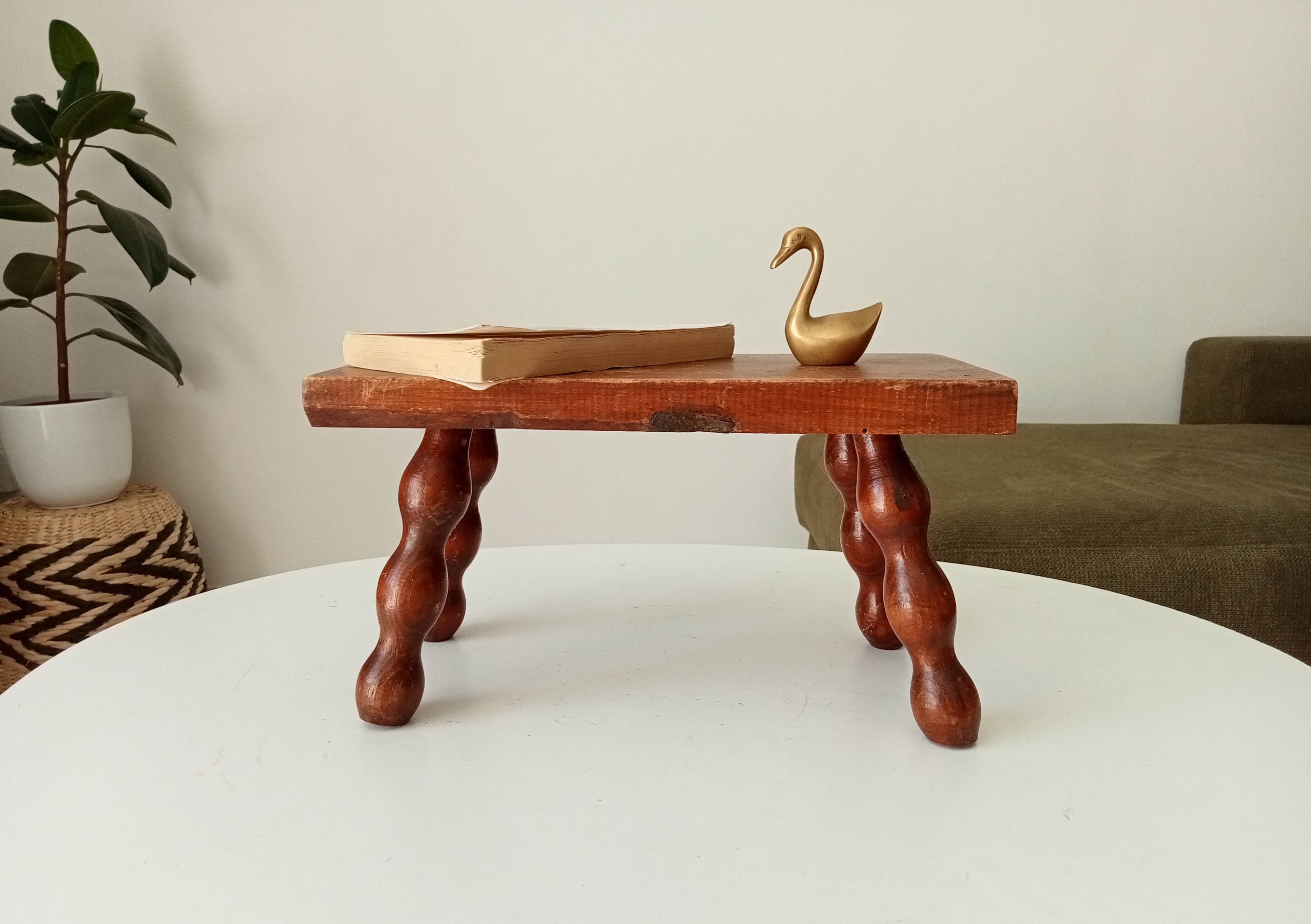 Vintage Bobbin Wood Plant Stool