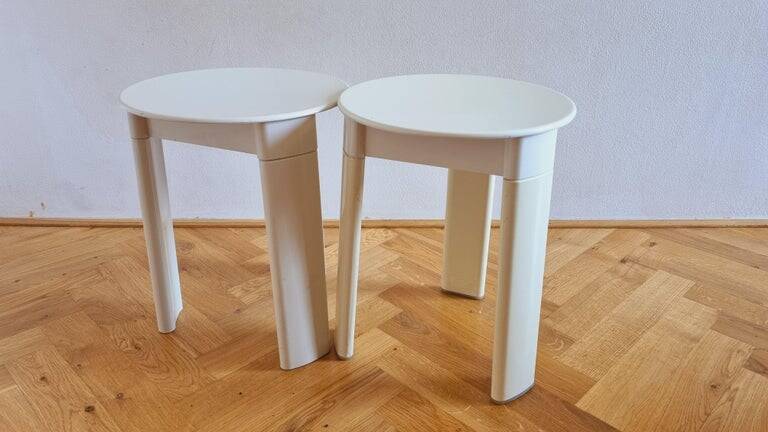 Pair of Midcentury Stools/Side Tables Trio, Olaf Von Bohr, Italy, 1970s