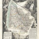 Engraving illustration enhanced colors of the 86 departments and possessions of the France in 1852
