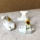3 patères wall-makeers ceramic porcelain floral vintage 60 Samaritan France