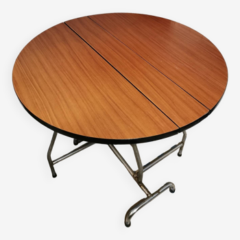 Table ronde pliante en Formica vintage