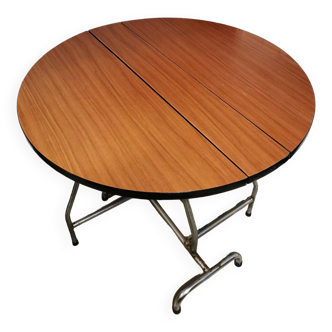 Table ronde pliante en Formica vintage