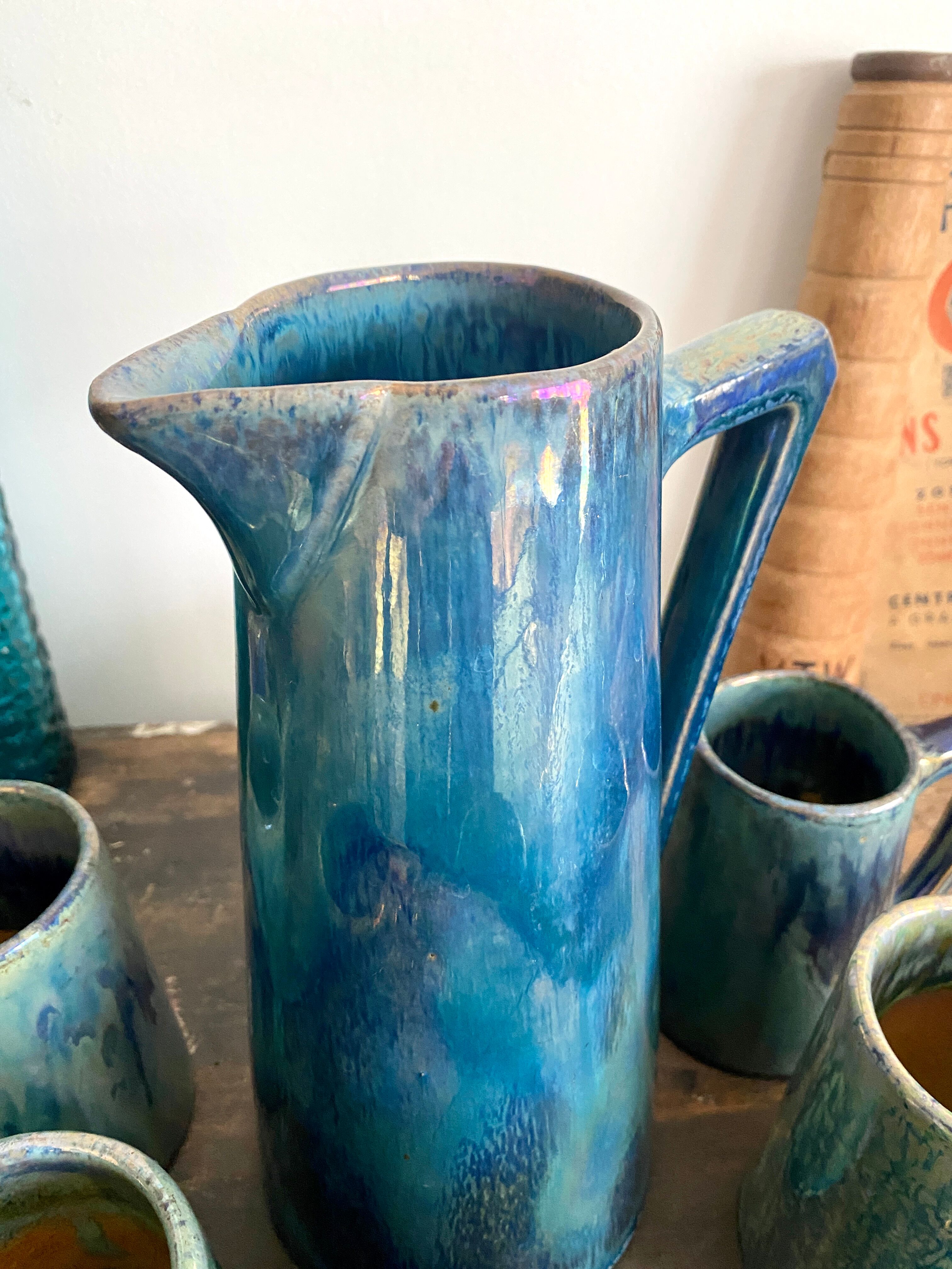 Pichet et tasses en grès rambervillers