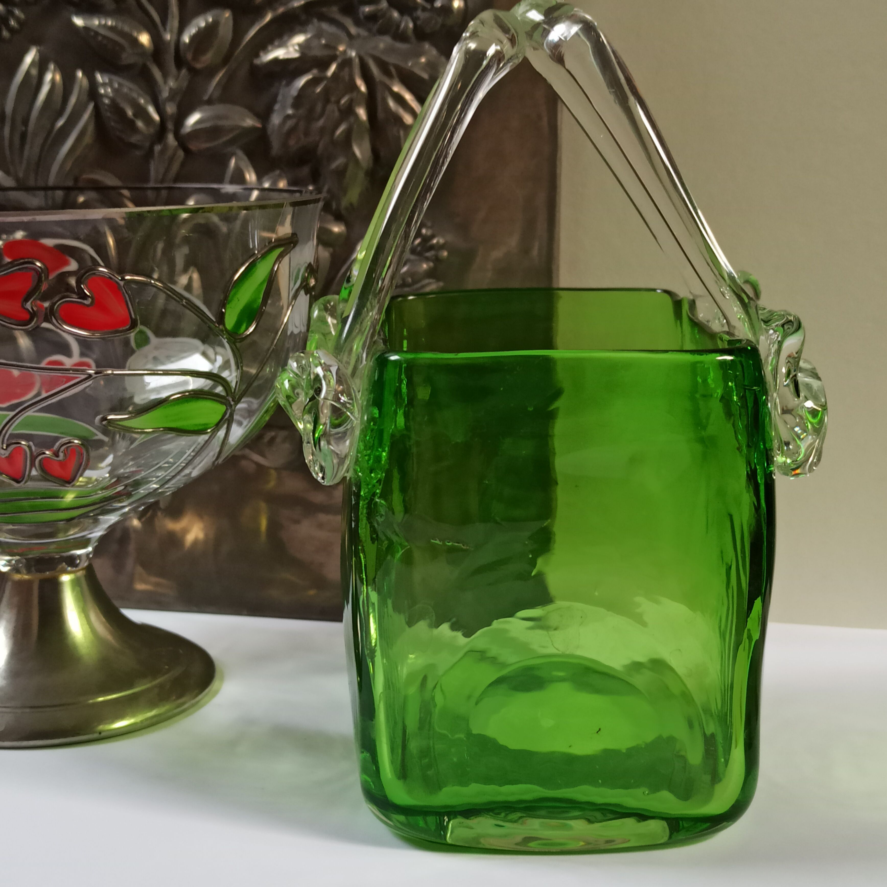 Blown glass bag vase