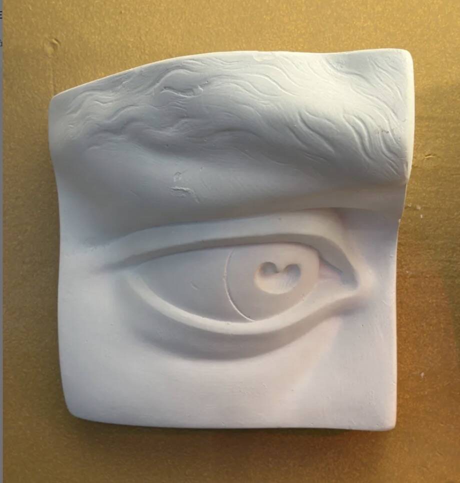 Nose and mouth in plaster of David by Michelangelo
