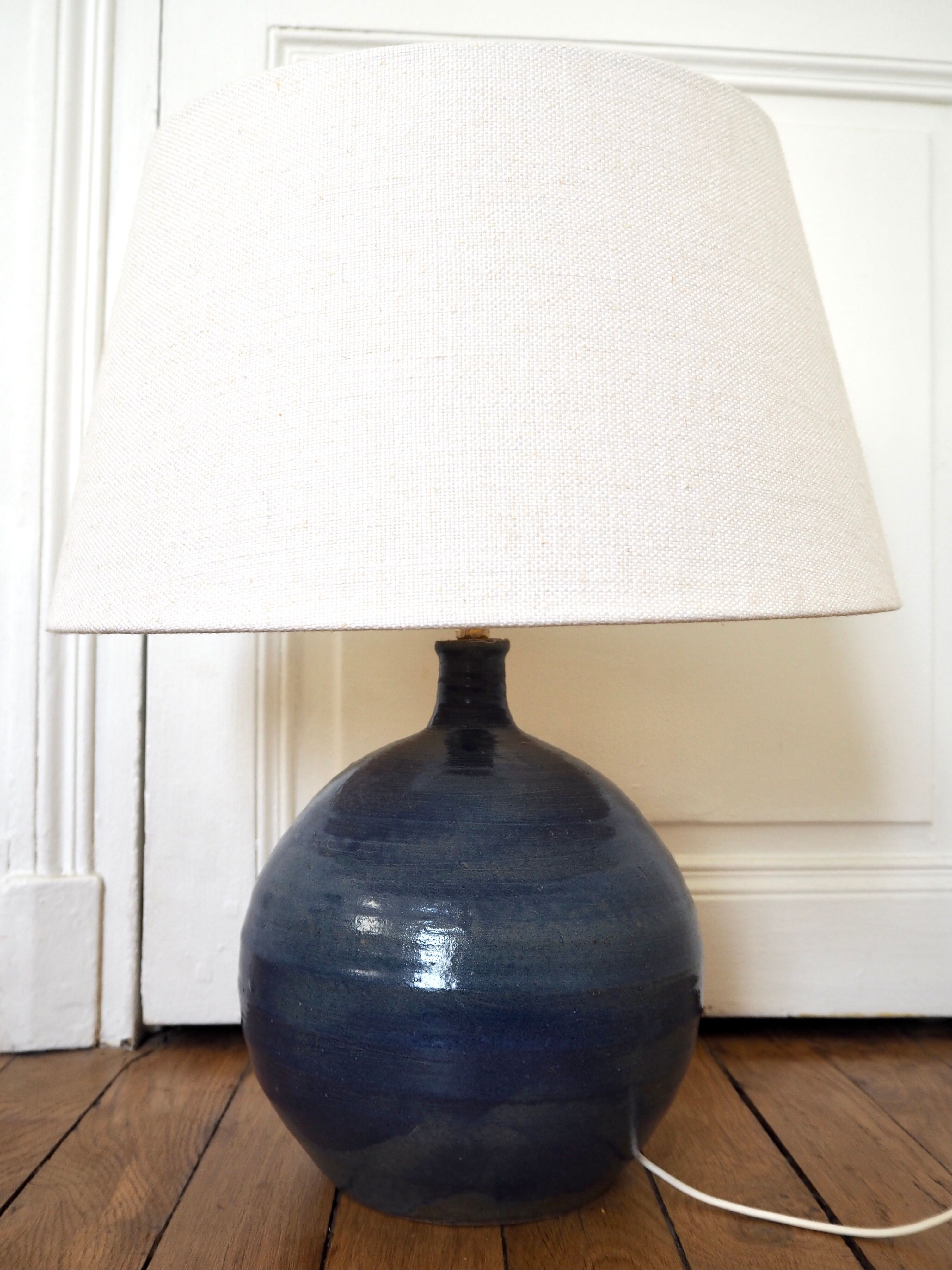 Blue sandstone lamp foot signed La Borne