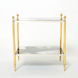 Paire de tables bouts canapé laiton chrome miroir