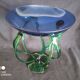 Bowl, centerpiece on twisted blue and green glass legs