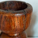 Pair of old brutalist turned solid wood candlesticks