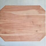 Art deco table - sanded raw wood - flower patterns