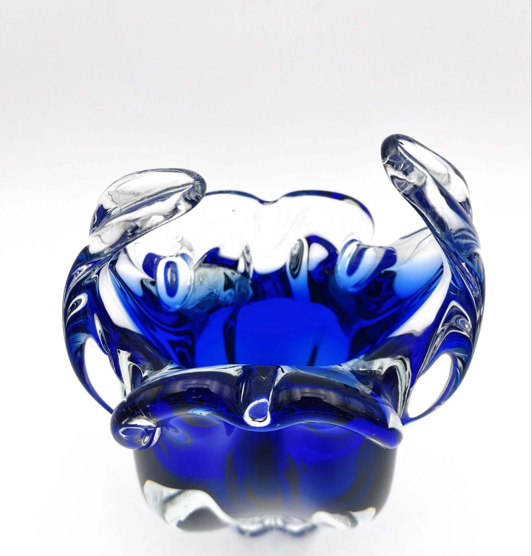 Vase Josef Hospodka Chribska Bohemia Cobalt Blue Glass 1960