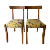 2 chairs in yellow wood fabric pierre frey