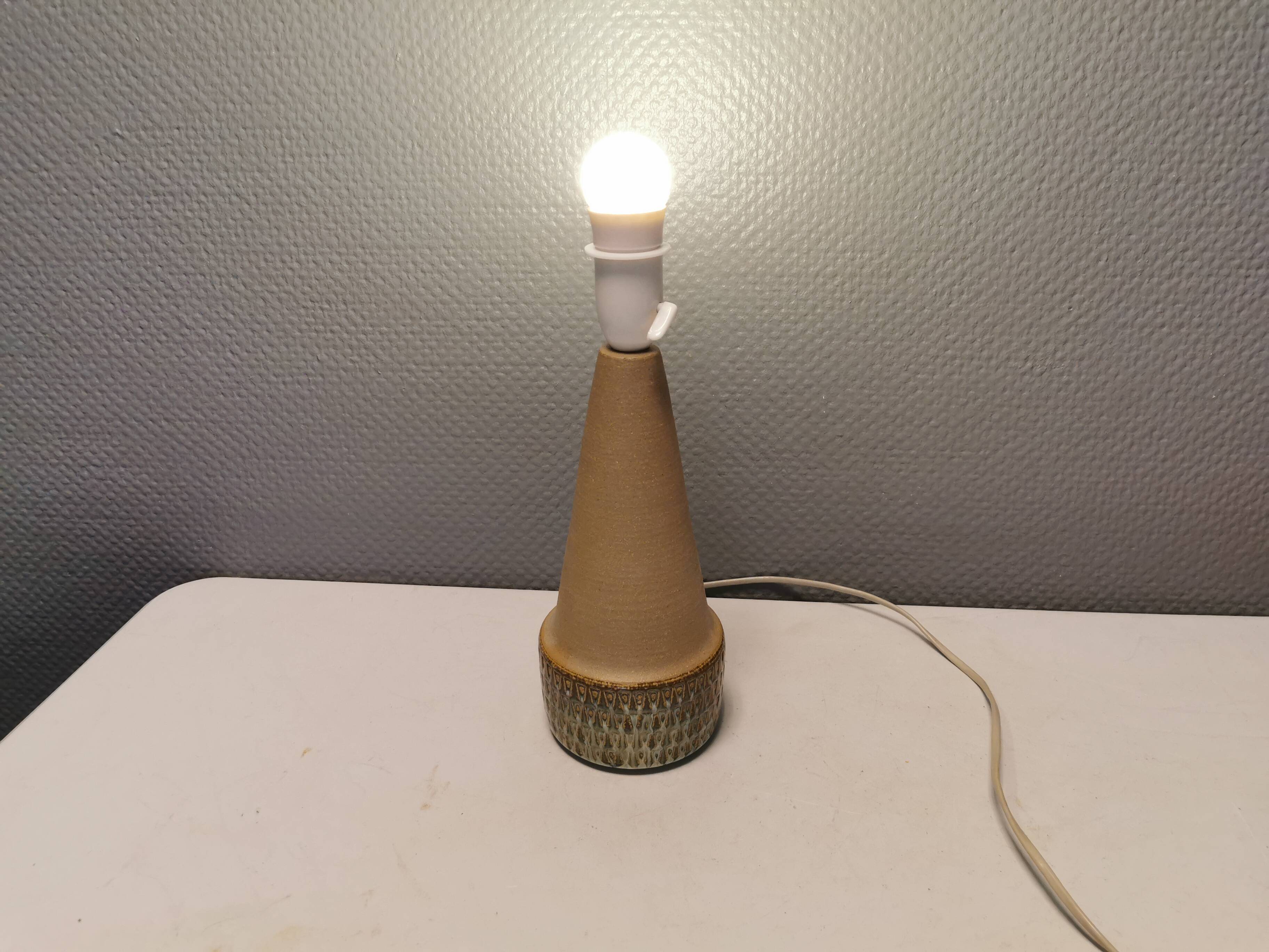 Handmade Beautiful partially glazed table lamp from Danish Søholm Ceramics, 1970s.