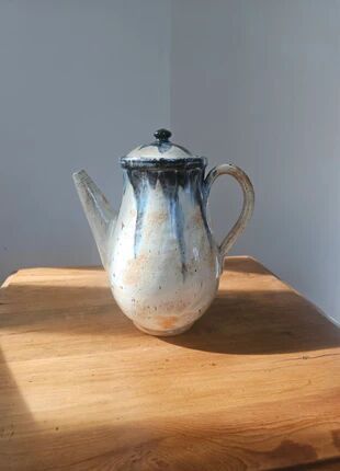 Glazed stoneware coffee pot - Biron art pottery - Vintage ceramics
