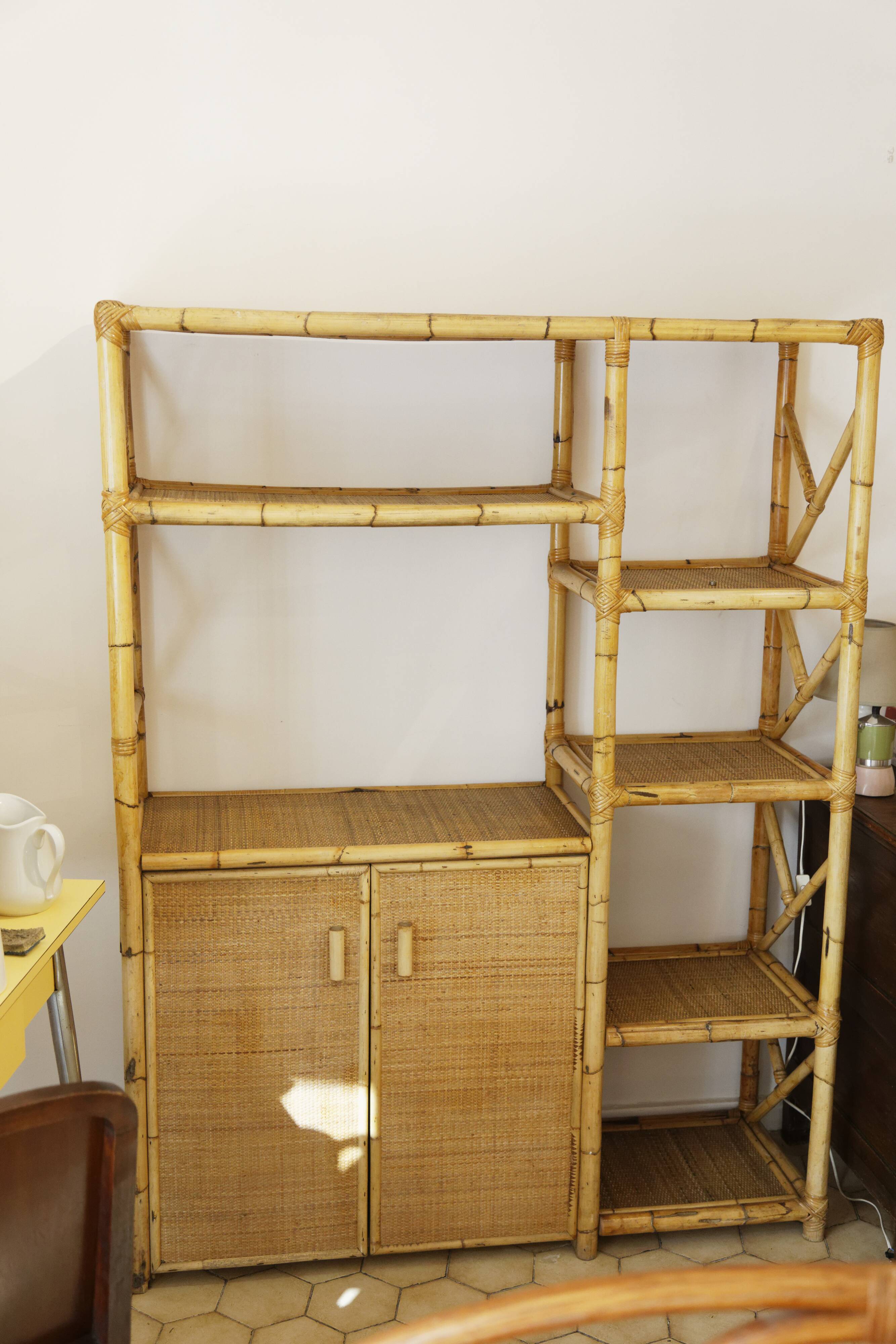 Rattan bamboo sideboard shelf