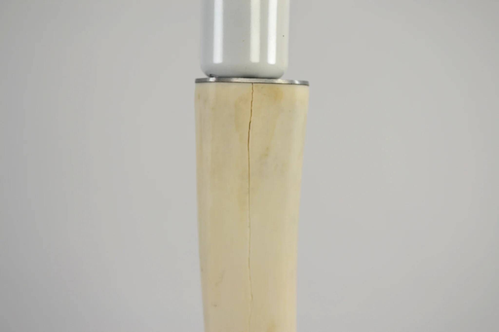 Scandinavian Studio Table Lamp in Carved Bone with Symbolic Decoration, c. 1950s–1970s