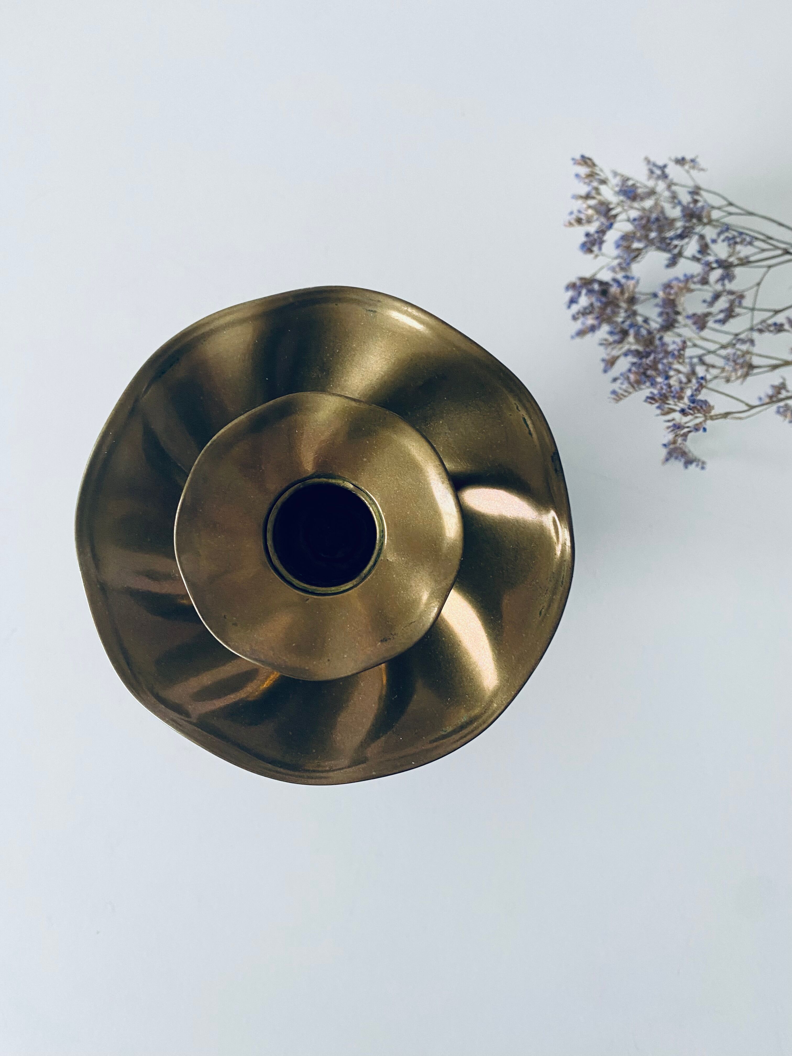 Antique golden brass candle holder