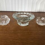 3 cut glass candle holders
