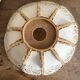 Antique hanging lampshade in rattan and openwork embroidered fabric