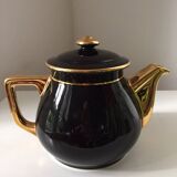 Vintage black and gold ceramic coffee pot, 1950s
