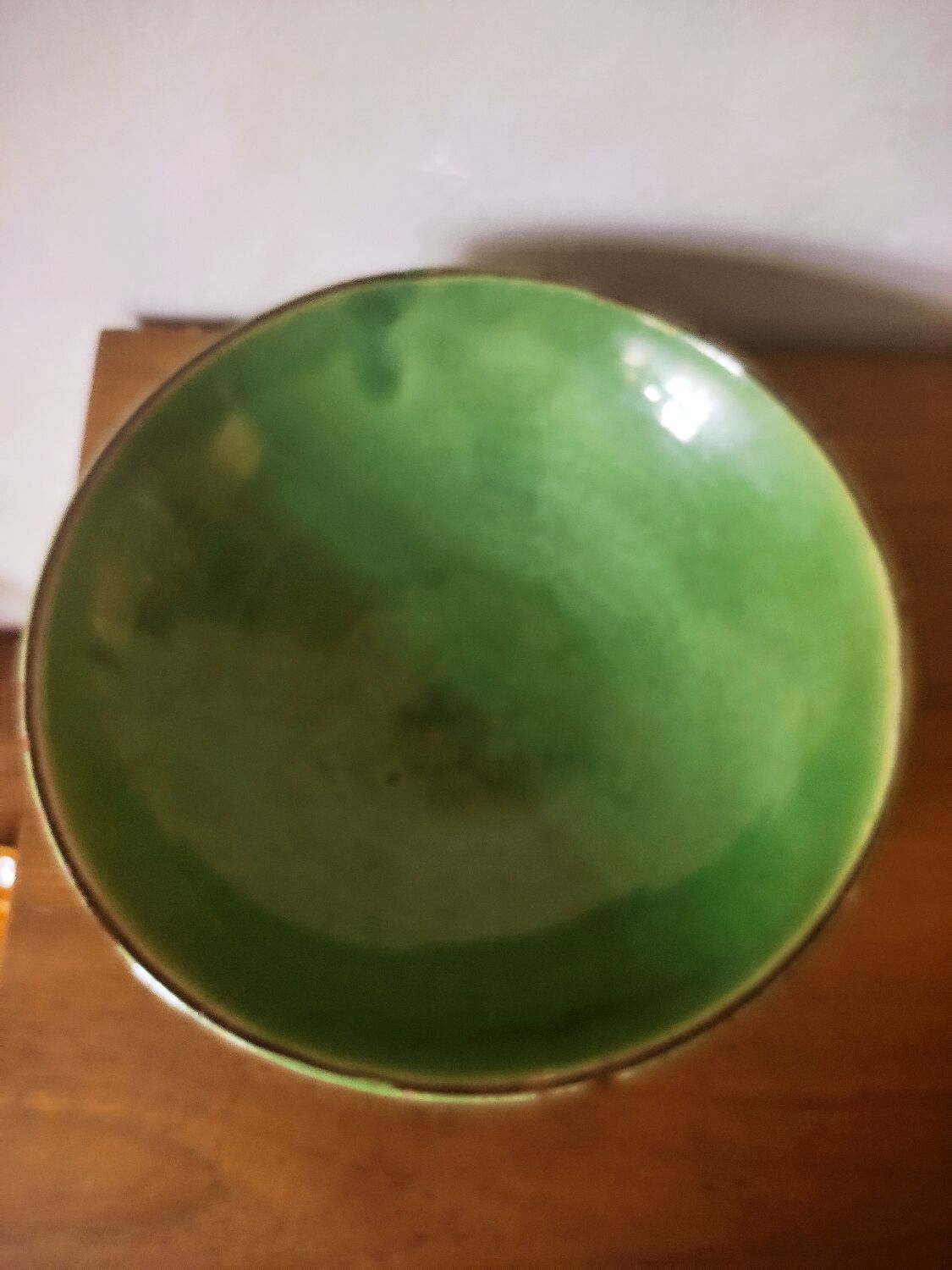 Green ceramic salad bowl