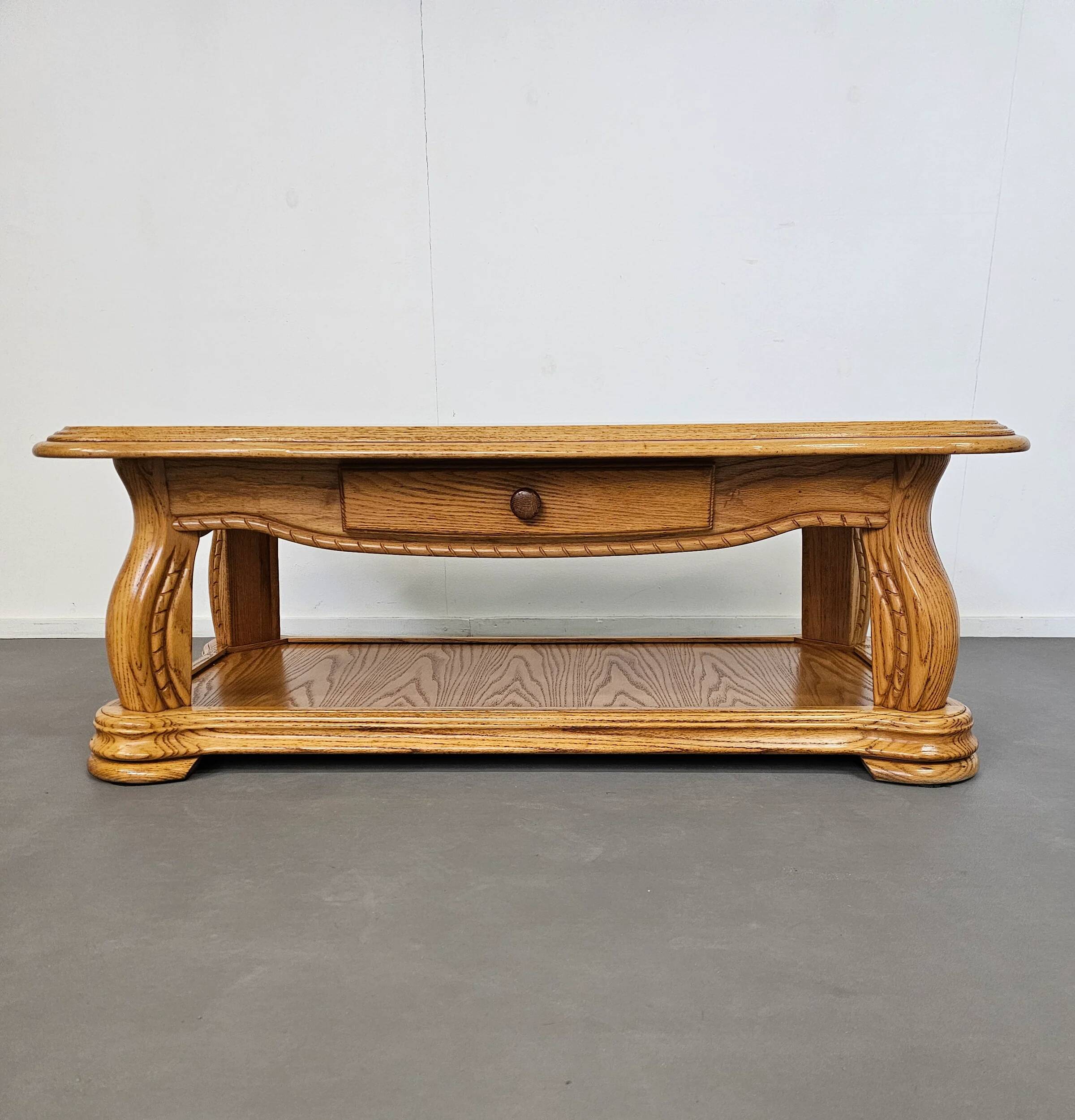 French solid oak coffee table 1970s