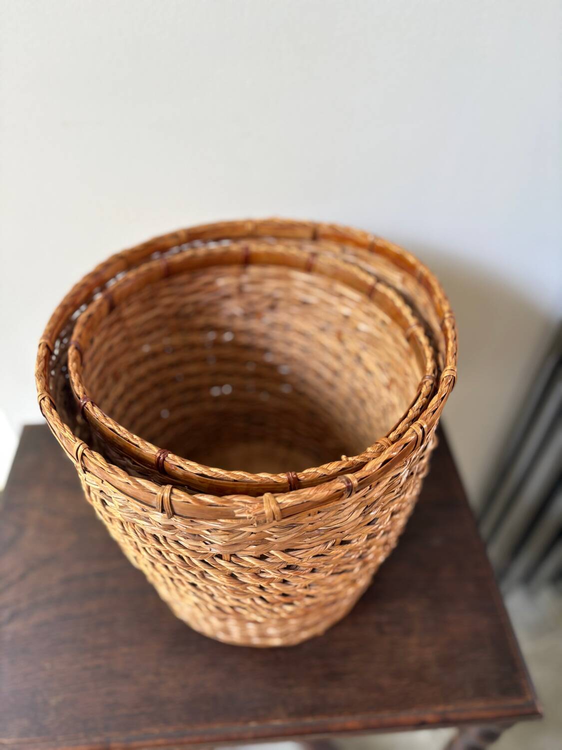 2 paniers en rotin vintage