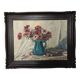 Grande huile sur toile, vase fleuri, Gustav Choley