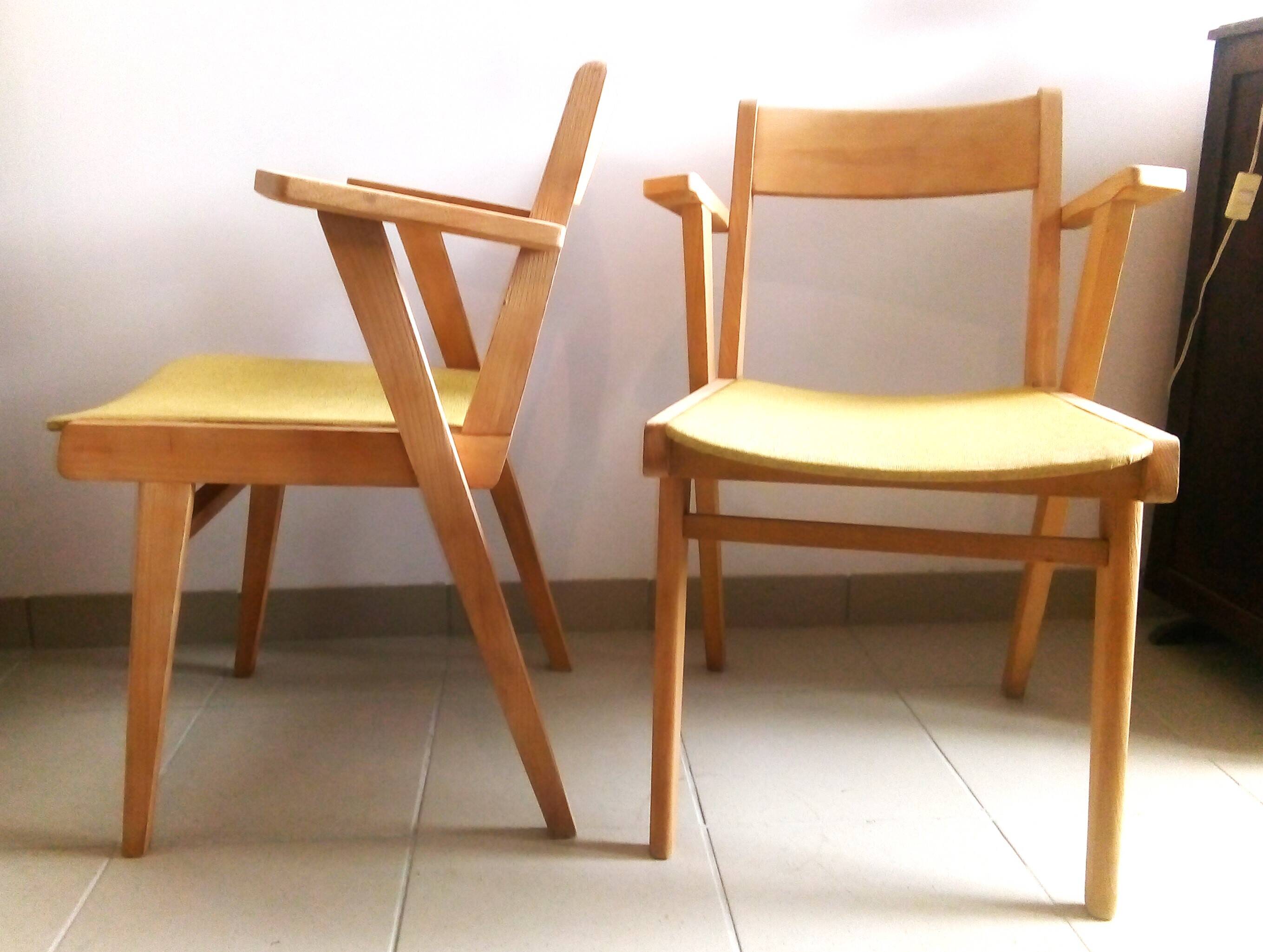Pair of vintage 1950 sandblasted bridge armchairs