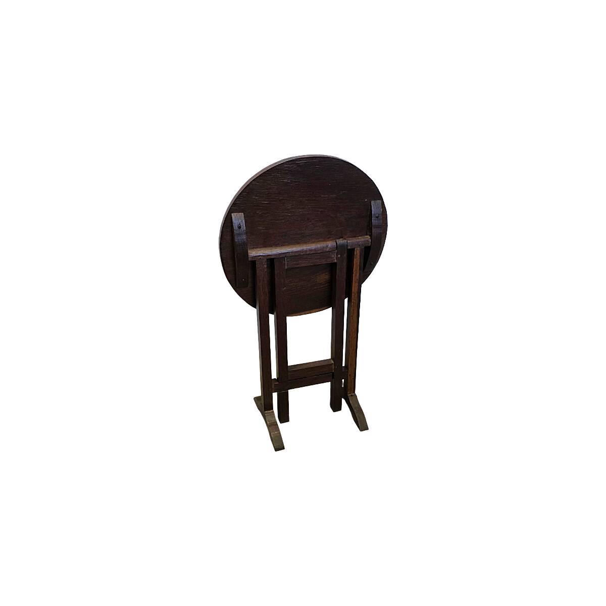 Old French Oak Folding Side Table, mid-century