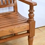 Old colonial varangue bench in teak – mid 20th century