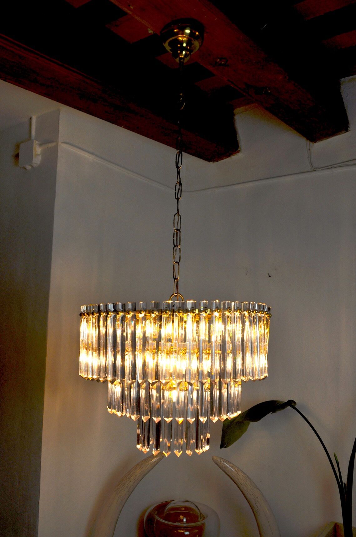 Chandelier Murano iridescent glass Venini, 3 levels, Italy, 1960