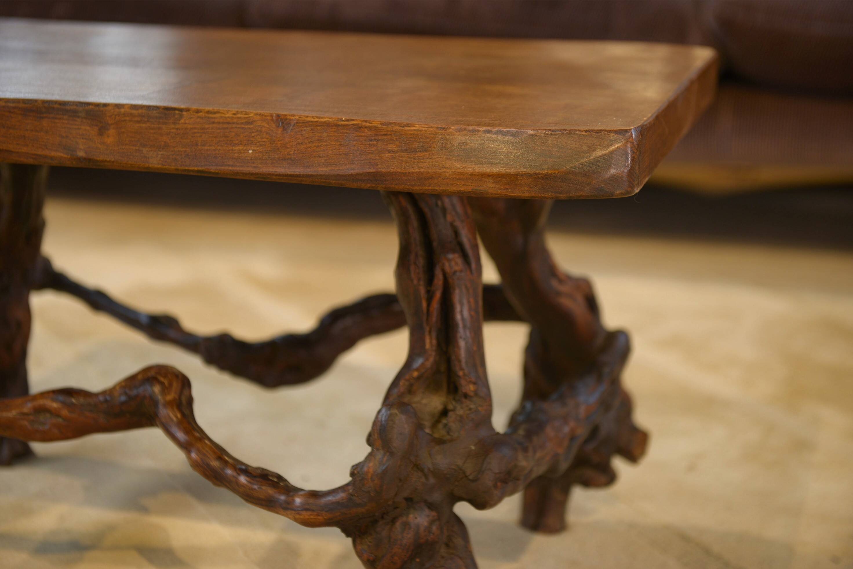 Brutalist side table/coffee table in elm from the 1950s.
