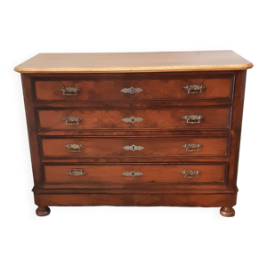 Commode 1900 à pans - noyer