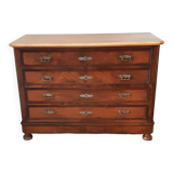 1900 chest of drawers with canted sides, walnut and period walnut veneer, restored