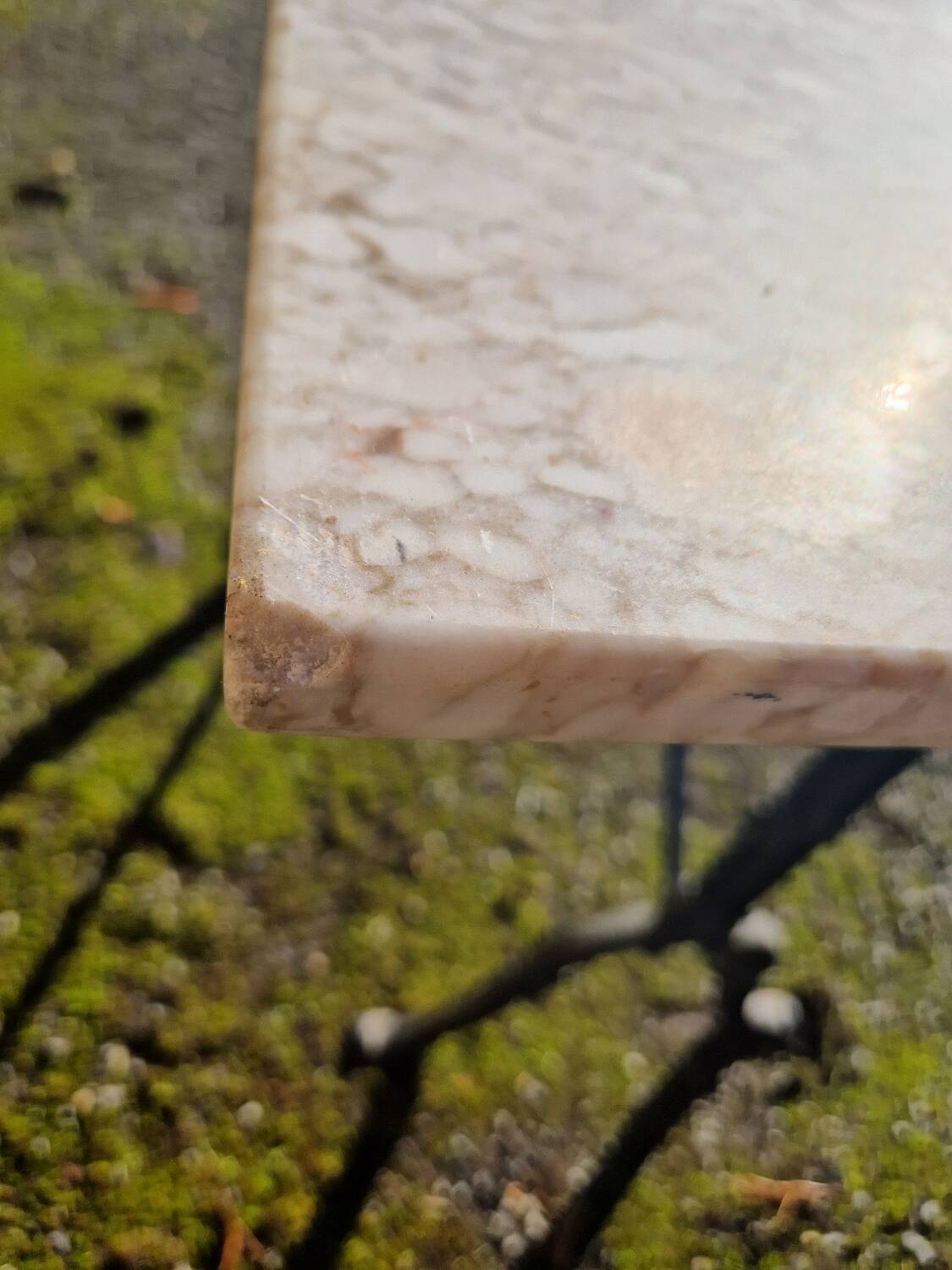 Antique bistro table with marble top