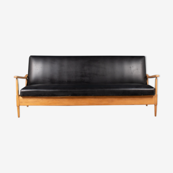 Canapé-lit en cuir noir