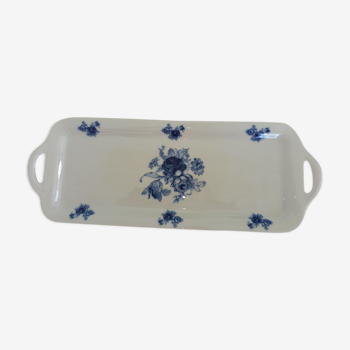 Presentation tray in blue and white Baudour porcelain