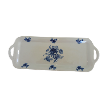 Plateau de présentation en porcelaine de Baudour bleu et blanc