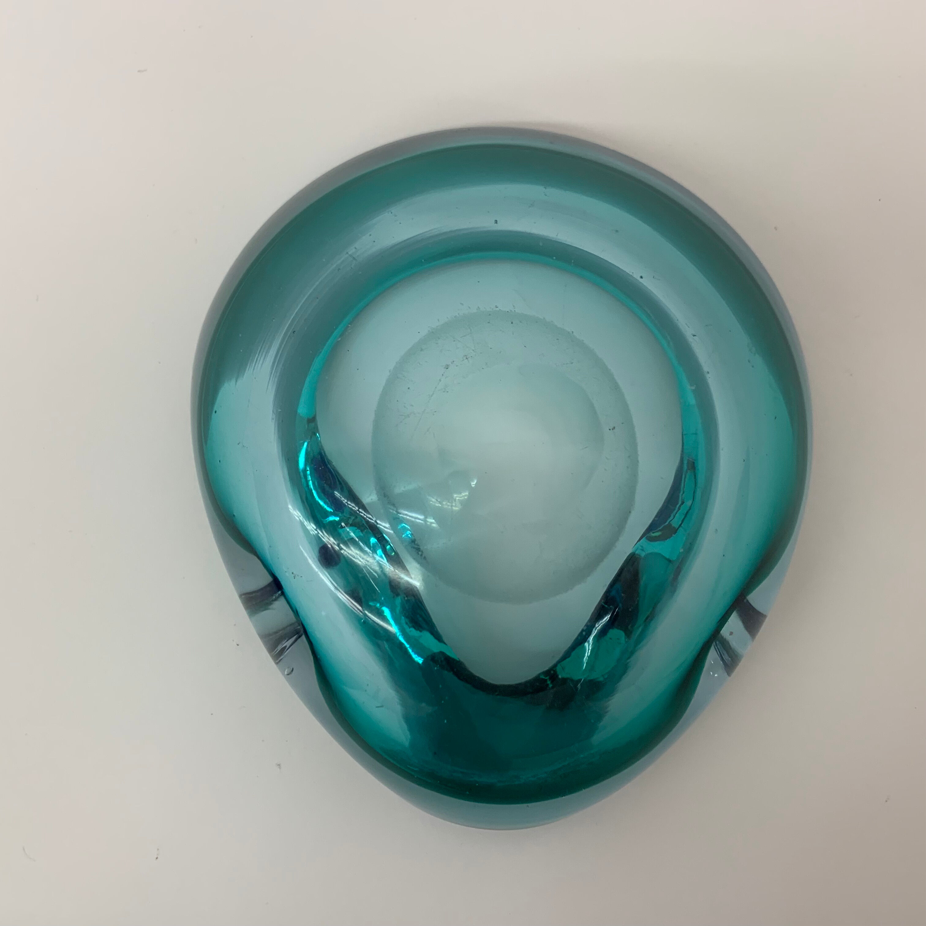 Mid century design set of 4 blue murano glass bowls , 1970's