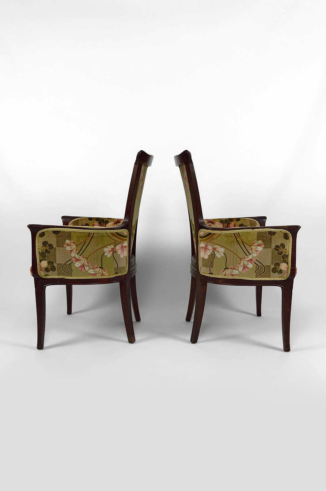 Art Nouveau living room 3 elements, 2 armchairs and 1 chair, France, Circa 1900