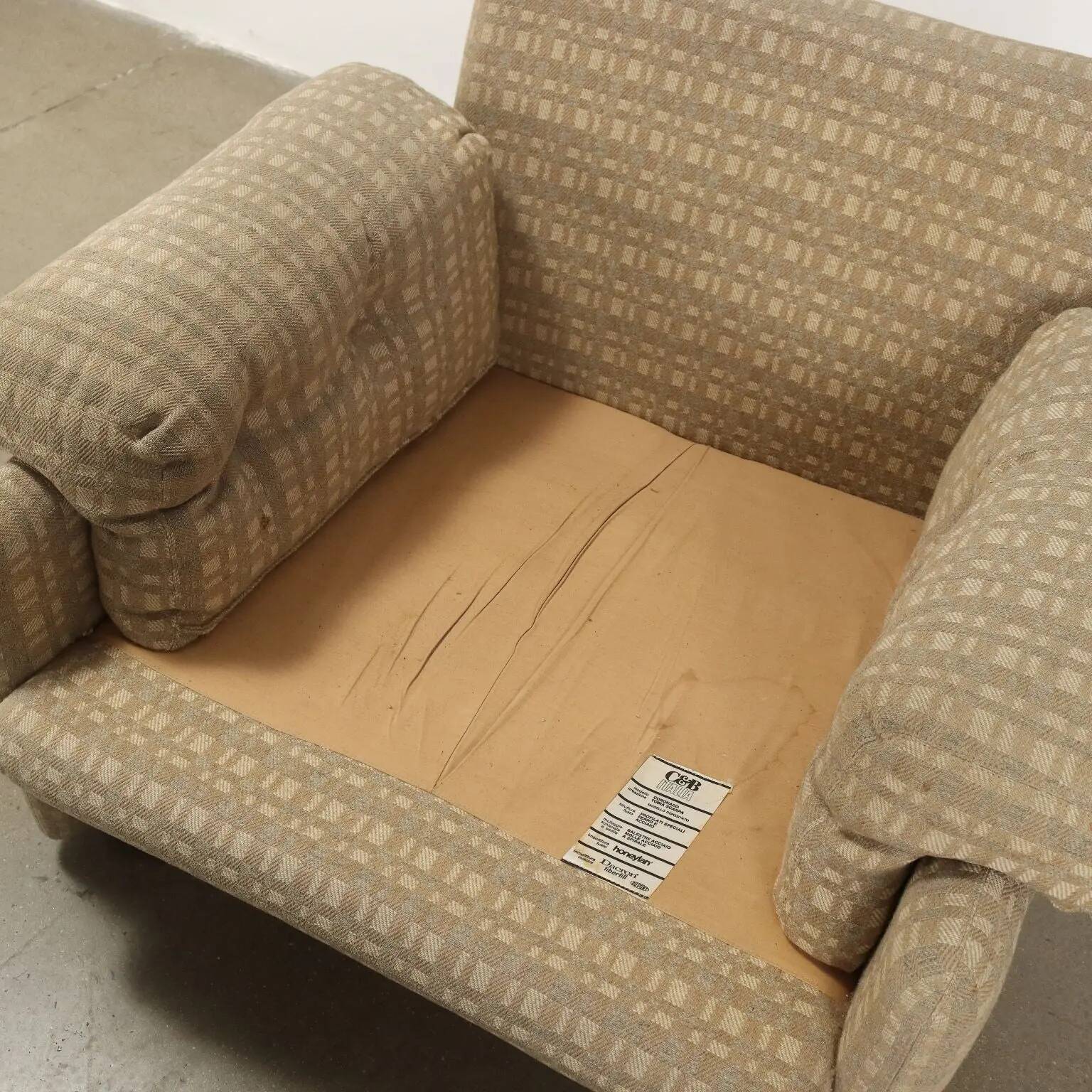 Paire de fauteuils C&C Coronado, design T. Scarpa, tissu vintage, années 1960-1970