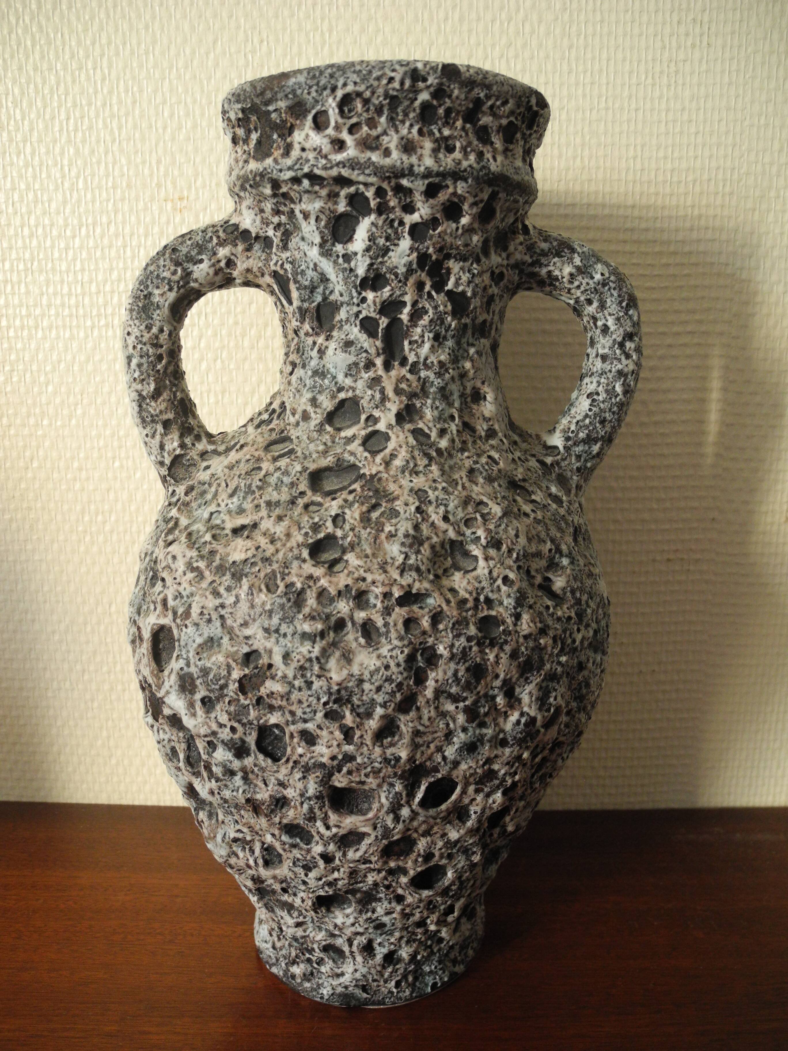 old ceramic vase Monnetier retro decor fat lava vintage design vase 60s