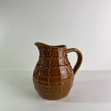 Large Saint-Clément vintage brown rope pitcher 1950