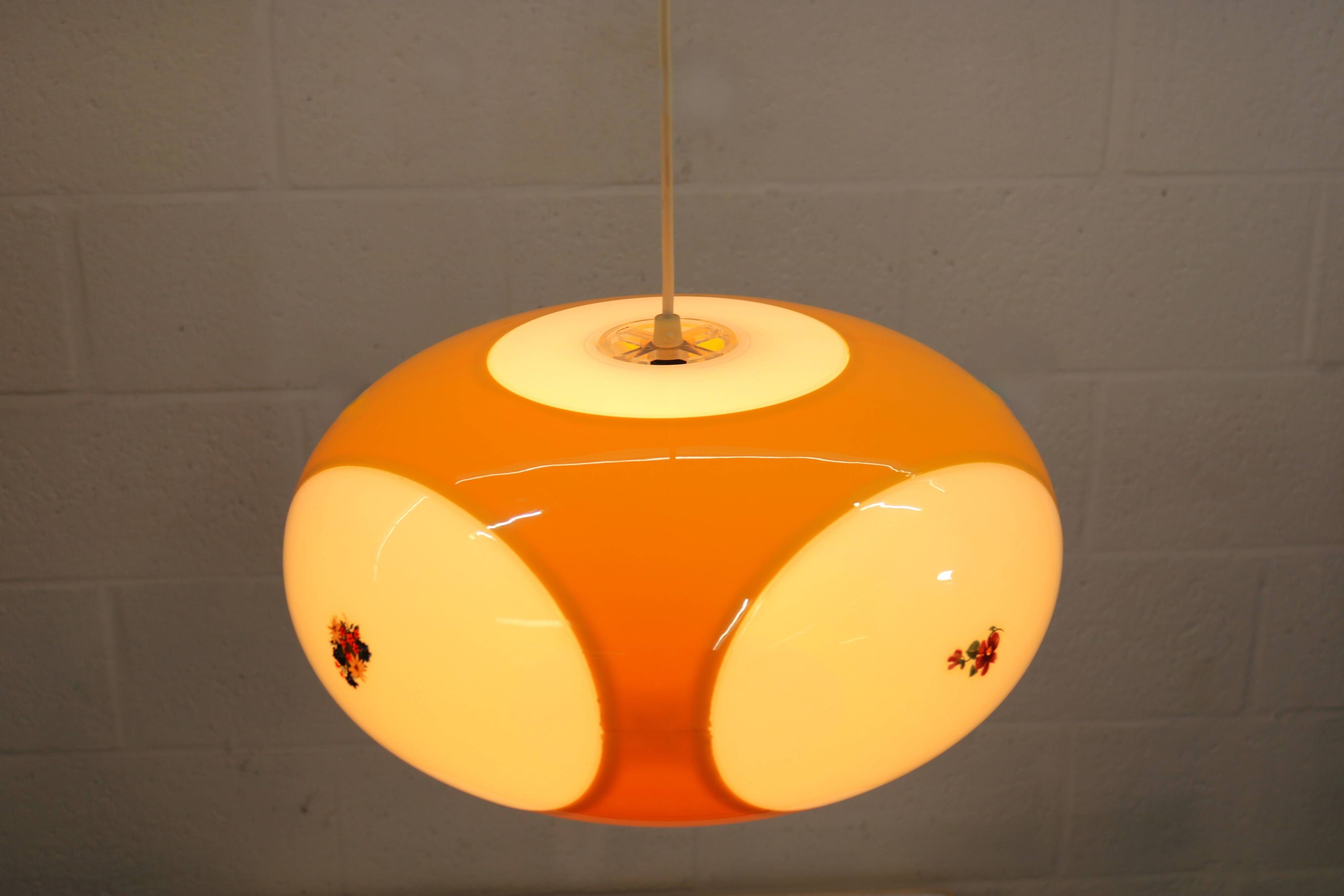 Massive Belgium Bug Eye Space Age UFO Lamp, Yellow Mid-Century Modern Light
