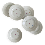 6 deep plates, antique porcelain with flowers and gilding, P L Limoges.