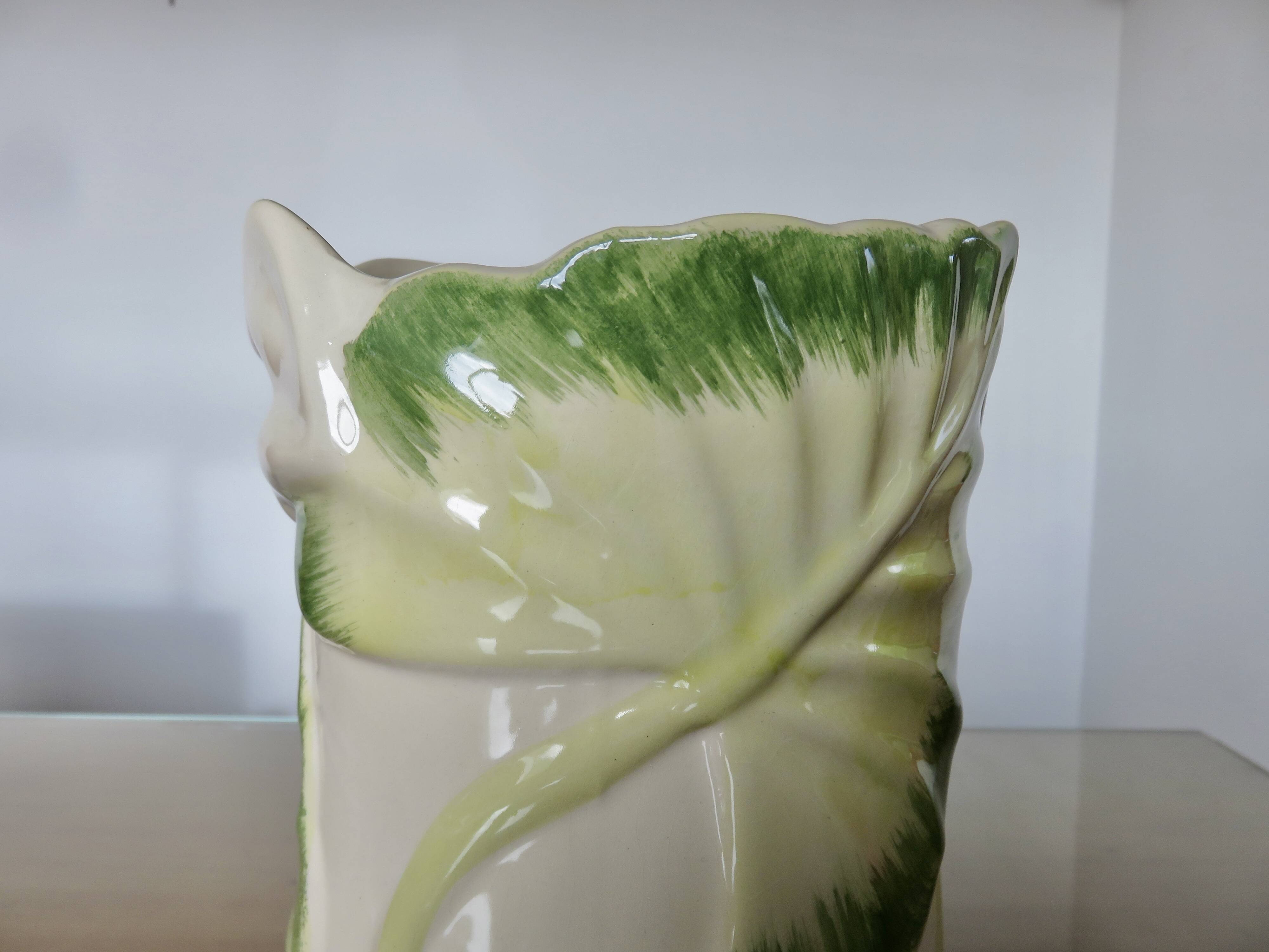 Ceramic vase, floral pattern, numbered and signed 70s 80s