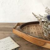 Oval rattan tray from the 70s